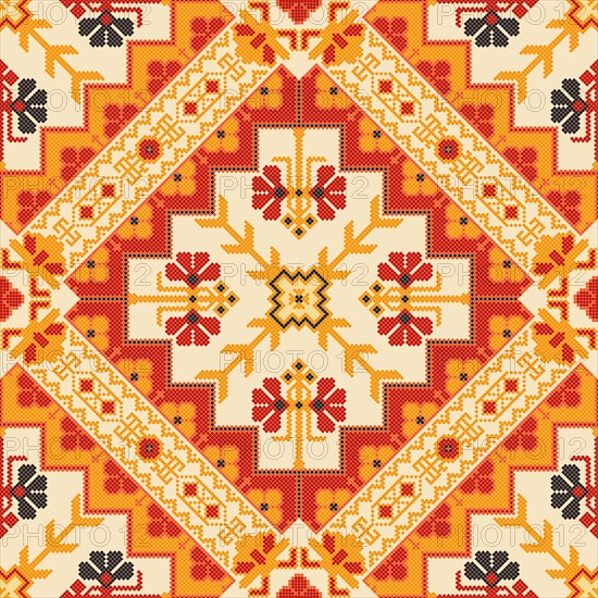 Traditional Georgian folk art embroidery vector pattern