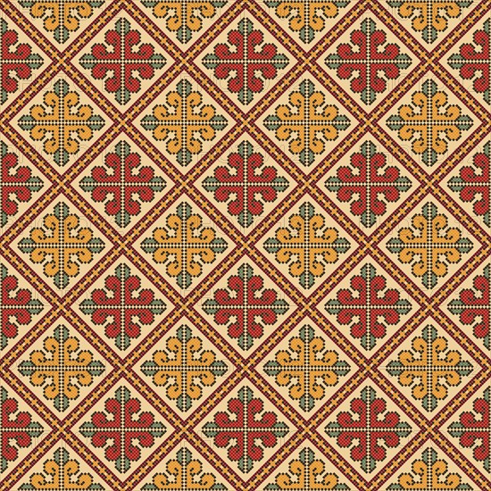 Traditional Georgian folk art embroidery vector pattern