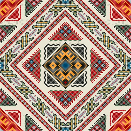 Traditional Georgian folk art embroidery vector pattern