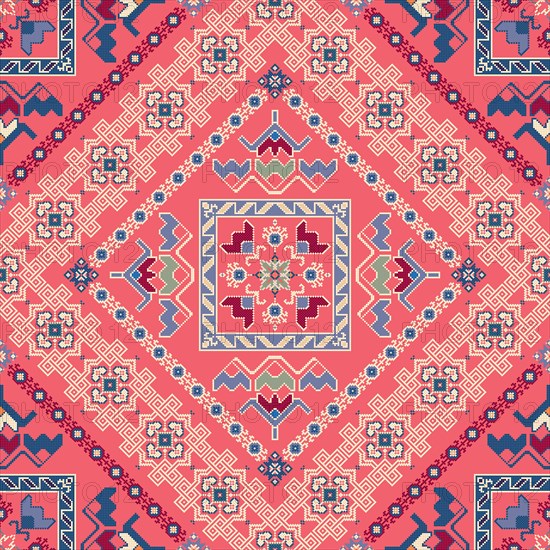 Traditional Georgian folk art embroidery vector pattern