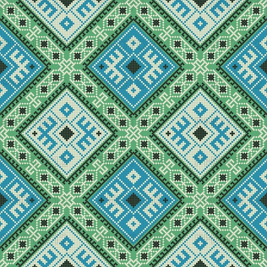 Traditional Georgian folk art embroidery vector pattern