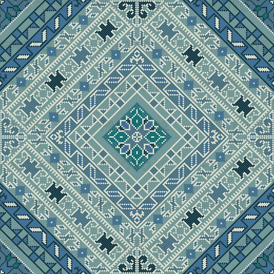 Traditional Georgian folk art embroidery vector pattern
