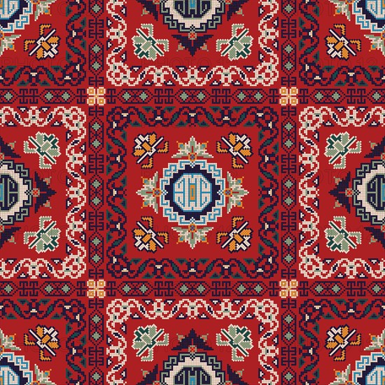 Traditional Georgian folk art embroidery vector pattern