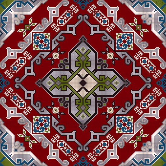 Traditional Georgian folk art embroidery vector pattern