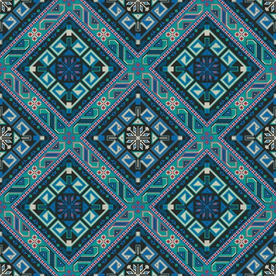 Traditional Georgian folk art embroidery vector pattern