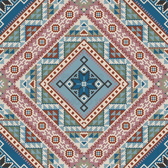 Traditional Georgian folk art embroidery vector pattern