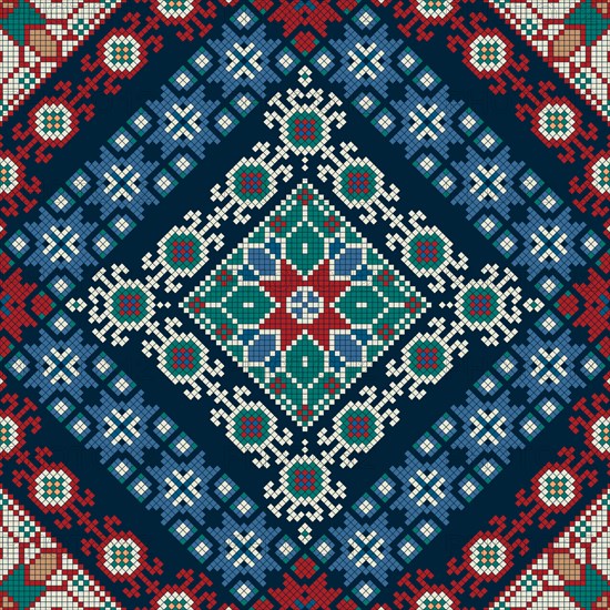 Traditional Georgian folk art embroidery vector pattern