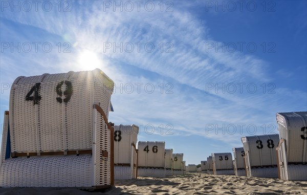 Beach and beach chairs in the Baltic seaside resort of Baabe