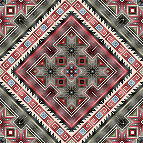 Traditional Georgian folk art embroidery vector pattern