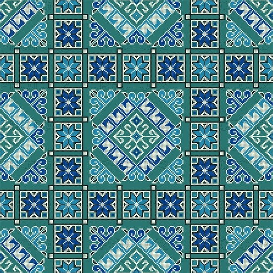 Traditional Georgian folk art embroidery vector pattern