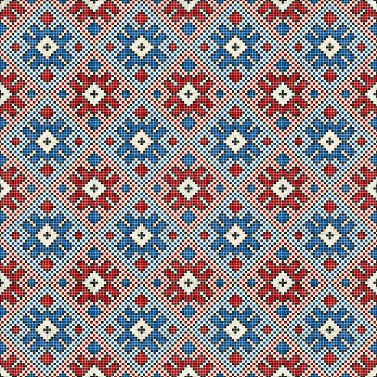 Traditional Georgian folk art embroidery vector pattern