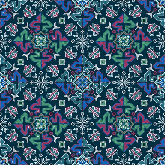 Traditional Georgian folk art embroidery vector pattern
