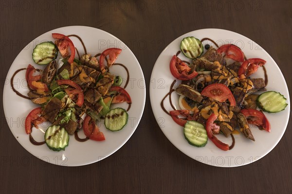 Salads in a French creperie