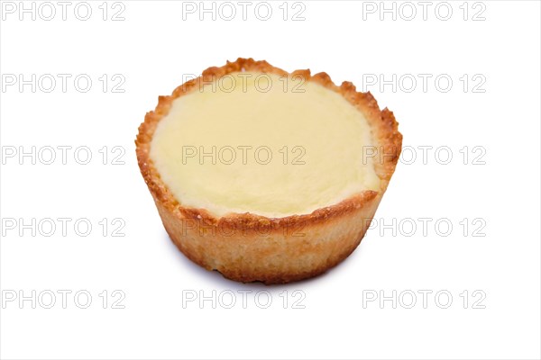 High angle view of vanilla cake with no topping isolated on white background