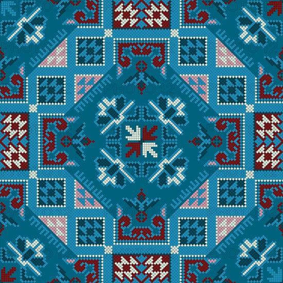 Traditional Georgian folk art embroidery vector pattern
