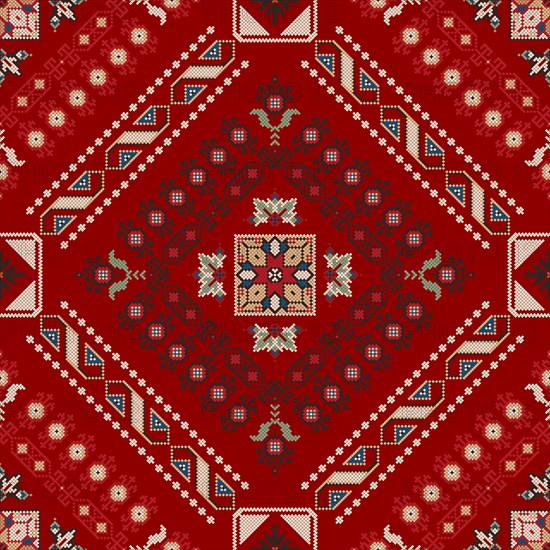 Traditional Georgian folk art embroidery vector pattern