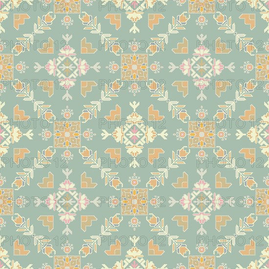 Traditional Georgian folk art embroidery vector pattern