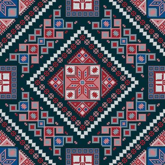 Traditional Georgian folk art embroidery vector pattern