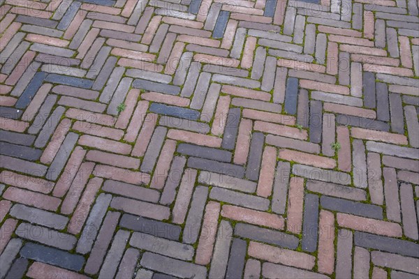 Clinker paving in herringbone pattern