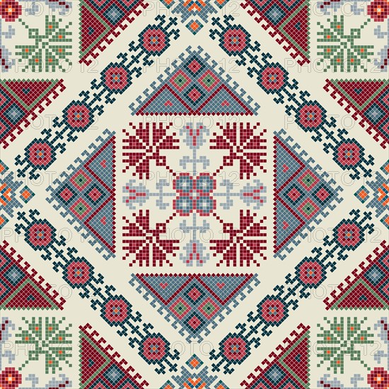 Traditional Georgian folk art embroidery vector pattern