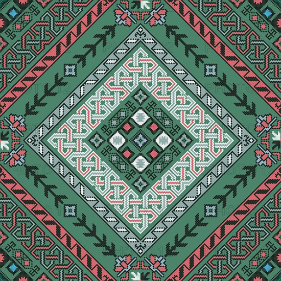 Traditional Georgian folk art embroidery vector pattern