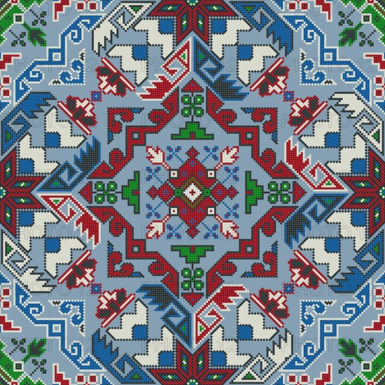 Traditional Georgian folk art embroidery vector pattern