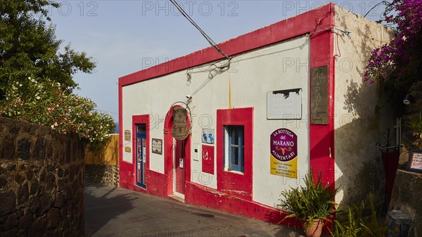 Red and white building