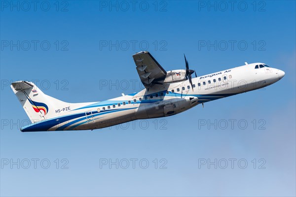 A Bangkok Air ATR 72-600 aircraft with the registration HS-PZE at Koh Samui Airport