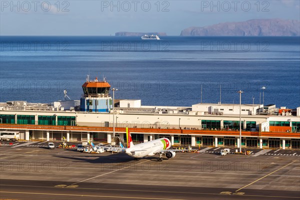 A TAP Air Portugal Airbus aircraft at Funchal Airport