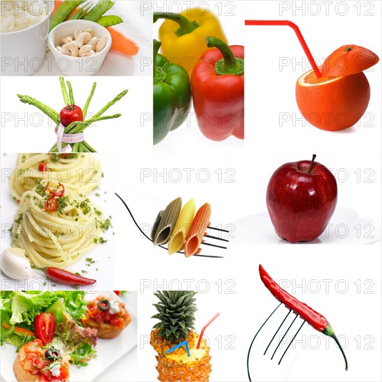 Organic Vegetarian Vegan dietetic food collage bright mood