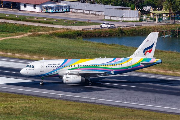 A Bangkok Air Airbus A319 aircraft with the registration HS-PGZ at Koh Samui Airport