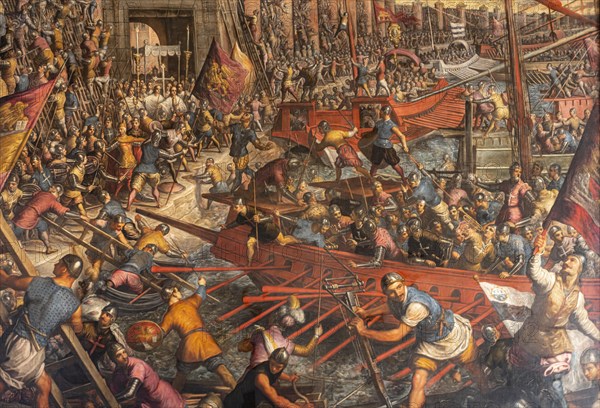 Battle painting with ships