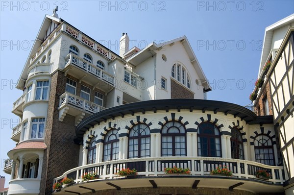 Houses in Belle Epoque style of the consession at seaside resort De Haan