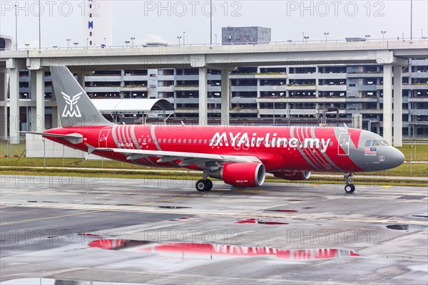 An Airbus A320 aircraft of MYAirline with the registration number 9M-DAB at Kuala Lumpur Airport