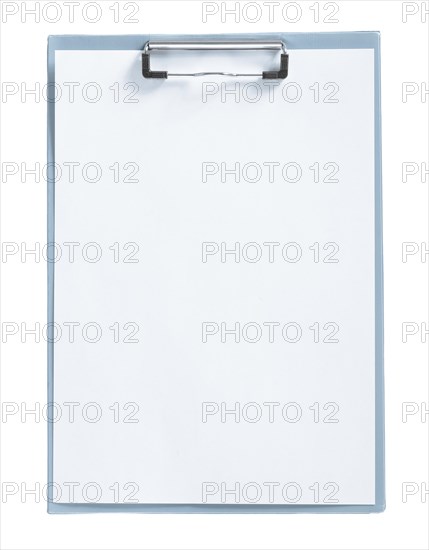 Isolated grey paperclip with sheet