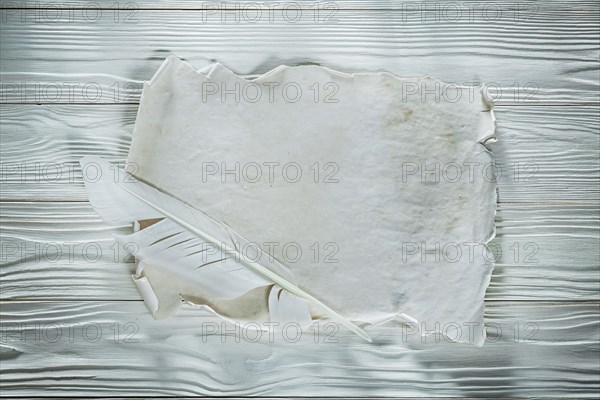 Quill vintage document on wooden board horizontal image