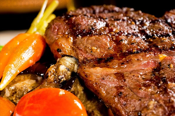 Fresh grilled ribeye steak with broccoli