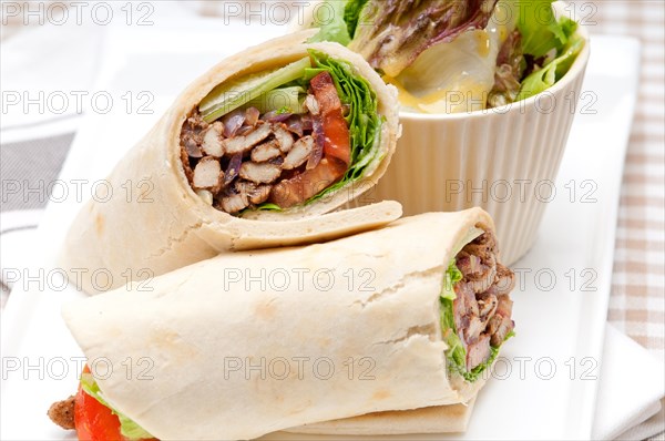 Kafta shawarma chicken pita wrap roll sandwich traditional arab mid east food