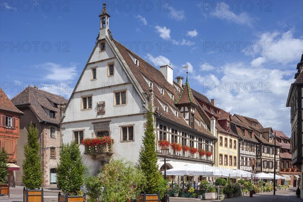 Old town with restaurants and historic buildings