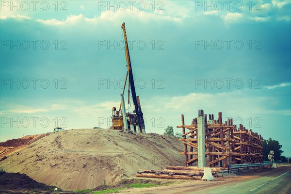 Old roadworking construction of bridge instagram style