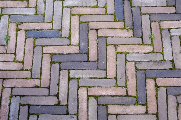 Clinker paving in herringbone pattern