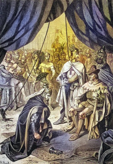 King Ottokar of Bohemia submits to Emperor Rudolph of Habsburg