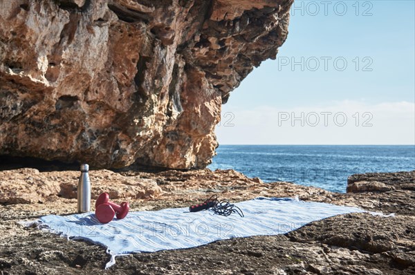 Fitness and sports concept background. Getting ready. Towel