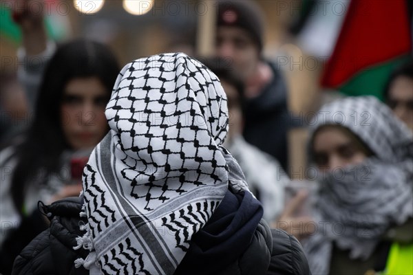 Hundreds of people take part in a pro-Palestine demonstration in Frankfurt am Main on 23 December 2023. The demonstration is accompanied by a massive police presence. Since a terrorist attack by Hamas...