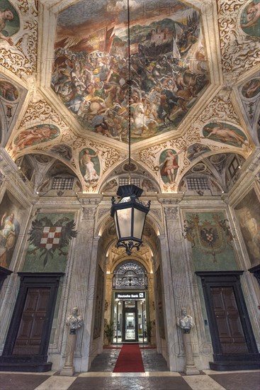 Room with ceiling frescoes in Palazzo Angelo Giovanni Spinola