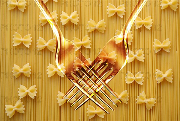 Crossing forks with spaghetti and farfalle
