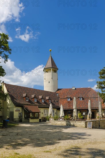 Teck Castle with hiking home of the Swabian Alb Association