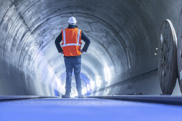 Construction site in the tunnel at the new through station in Stuttgart. A total of 56 kilometres of tunnels have been dug for Deutsche Bahn AG's Stuttgart 21 project and tunnelling has been completed...
