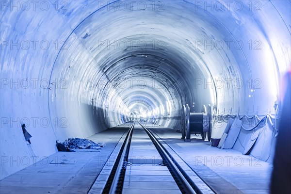 Construction site in the tunnel at the new through station in Stuttgart. A total of 56 kilometres of tunnels have been dug for Deutsche Bahn AG's Stuttgart 21 project and tunnelling has been completed...