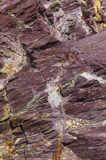 Coloured, ferrous mineral rocks on the beach of Topinetti, near Rio Marina, Elba, Tuscan